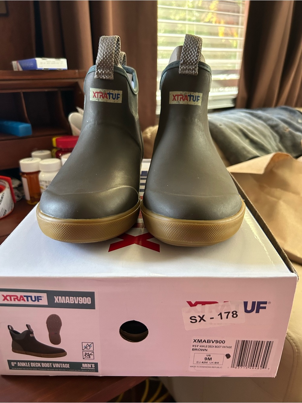 XTRATUF Men's Brown Ankle Deck Rain & Snow Boots - Slip-On Waterproof